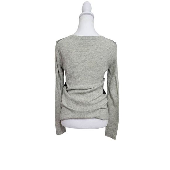 J. Crew Sweater Crew Neck Womens XS Grey w/ Black Lace Accent Soft Wool Blend - Picture 3 of 12